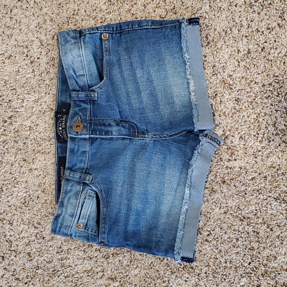 Lucky Brand Girls' 5-Pocket Cuffed Stretch Denim Shorts